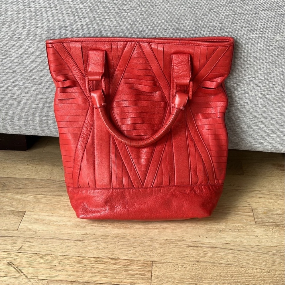 L.A.M.B. Terracotta Red Leather laser cut purse